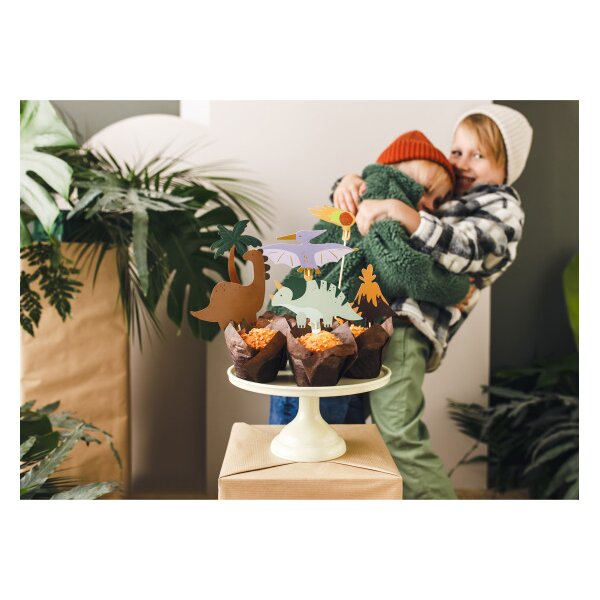 PARTYDECO Caketopper 12cm KPT71 Dinosaures 6 pi&egrave;ces