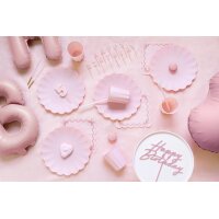 PARTYDECO Assiettes à volants 22cm TPL1-081 rose 4 pièces