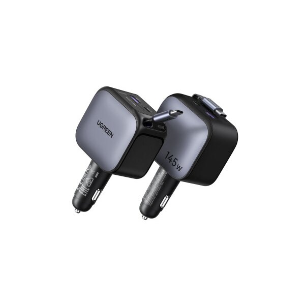 UGREEN Fast Car Charger 2-Port 145W 55910B Retractable Cable
