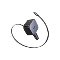 UGREEN Fast Car Charger 2-Port 145W 55910B Retractable Cable
