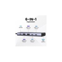 UGREEN 6-in-1 USB-C Hub 35999 10Gbps 4k60Hz, 100W, Gray