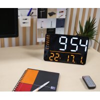 UNiLUX Multifunktionale digitale LED-Wanduhr NUMI, schwarz