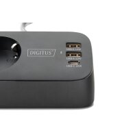DIGITUS Steckdosenleiste, 3-fach + 3x USB, weiss