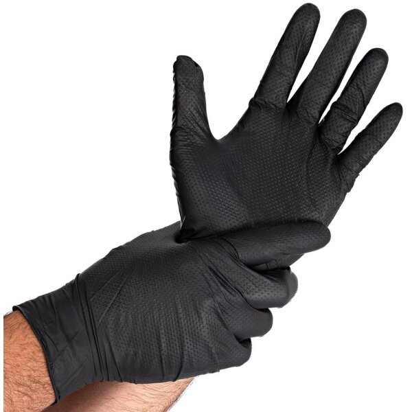 HYGOSTAR Nitril-Handschuh DIAMOND GRIP, L, schwarz