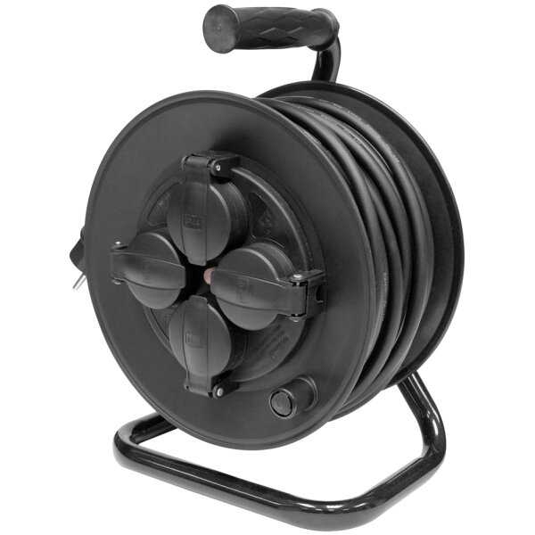 BRÜDER MANNESMANN Outdoor-Kabeltrommel, IP44, schwarz