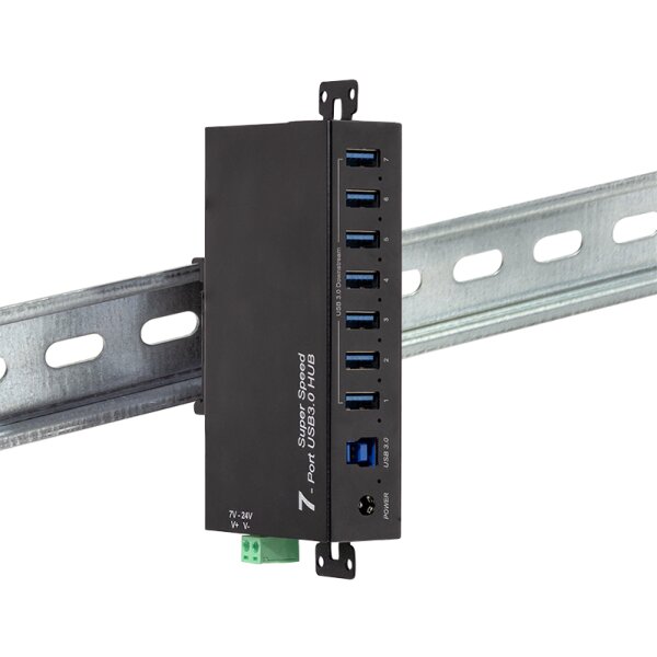LogiLink Hub industriel USB 3.0, 7 ports, noir