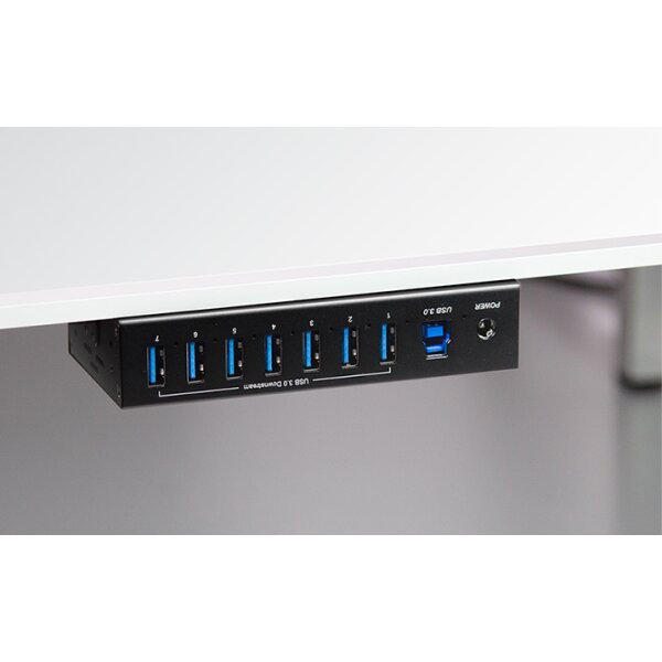LogiLink Hub industriel USB 3.0, 7 ports, noir