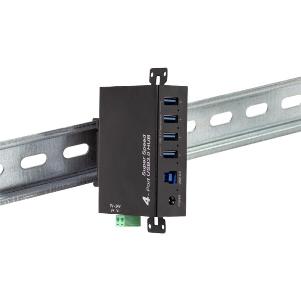 LogiLink Hub industriel USB 3.0, 4 ports, noir