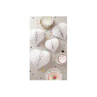 RICO DESIGN Wabenpapier 20-30cm 99001.71.31 Herz, weiss 3...