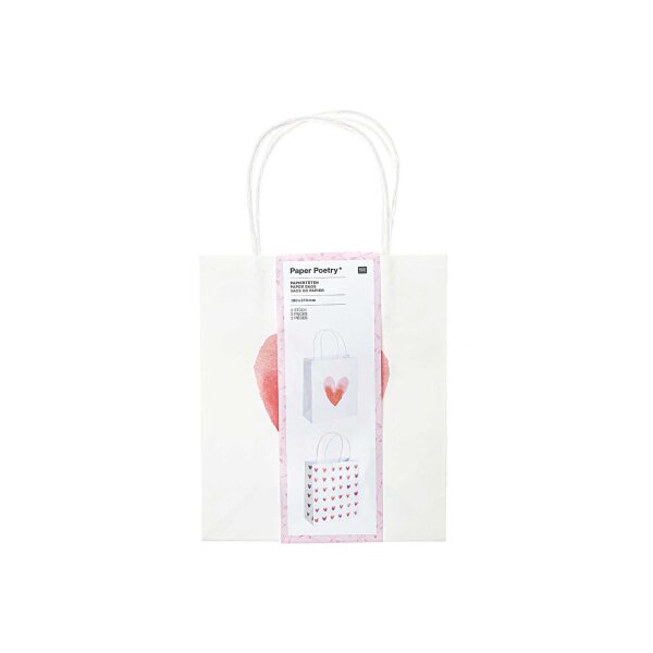 RICO DESIGN Sac en papier Coeurs 99001.78.20 18x21cm, 2 pi&egrave;ces