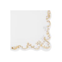 PARTYDECO Serviettes 33x33cm SP33-103-008 blanc/or 12...