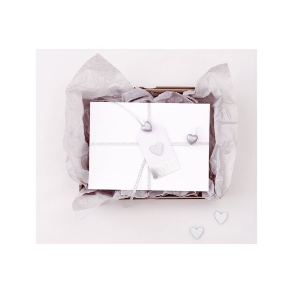 RICO DESIGN Pinces décoratives Coeurs 7040.26.18 blanc-argent, 8 pièces