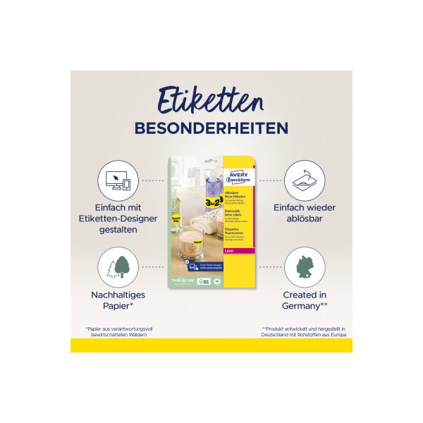 AVERY ZWECKFORM Etiquettes 99,1x38,1mm L7263Y-25 jaune 350 pcs.