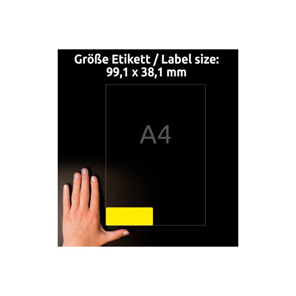 AVERY ZWECKFORM Etiketten 99,1x38,1mm L7263Y-25 gelb 350 Stück