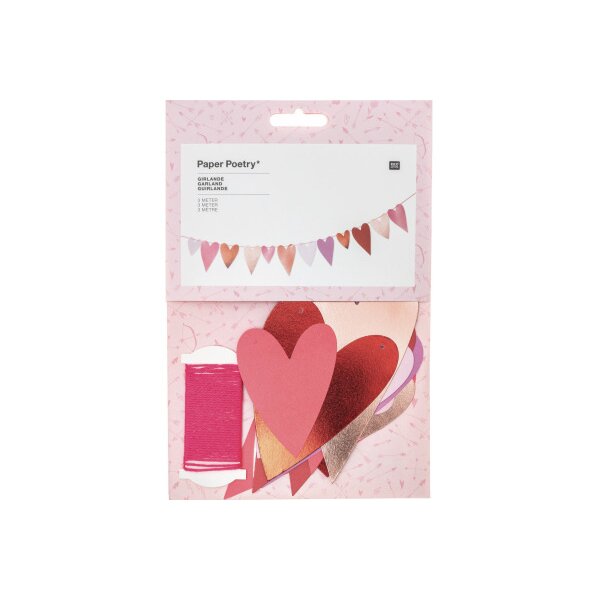 RICO DESIGN Girlande Herzen 3m 99001.78.11 farbig