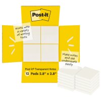 Post-it Bloc-notes Transparent Notes, 73 x 73 mm, incolore