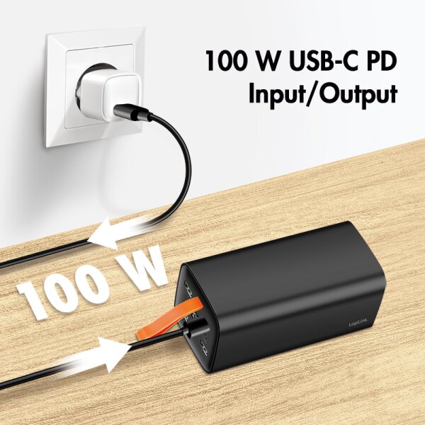 LogiLink Powerbank avec &eacute;cran, 50.000 mAh, noir