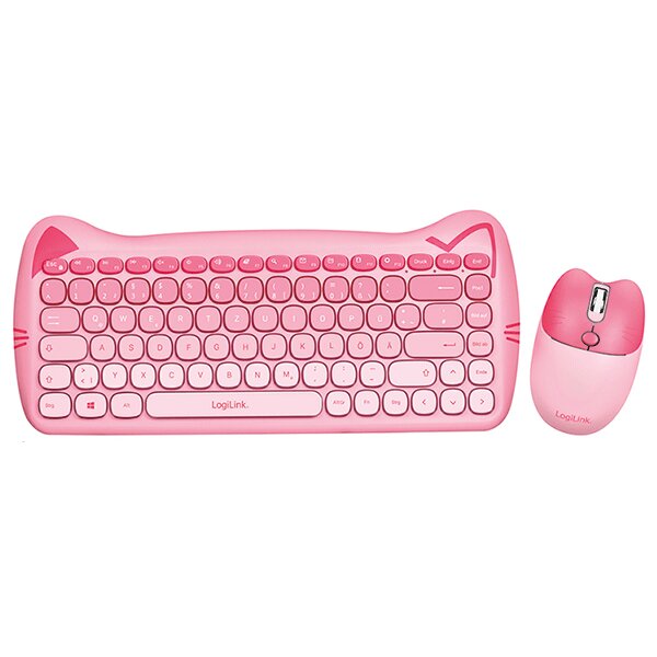 LogiLink Kinder Desktop Set KITTY, kabellos, pink
