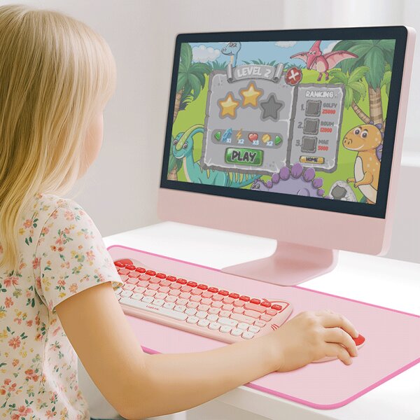 LogiLink Kinder Desktop Set KITTY, kabellos, pink