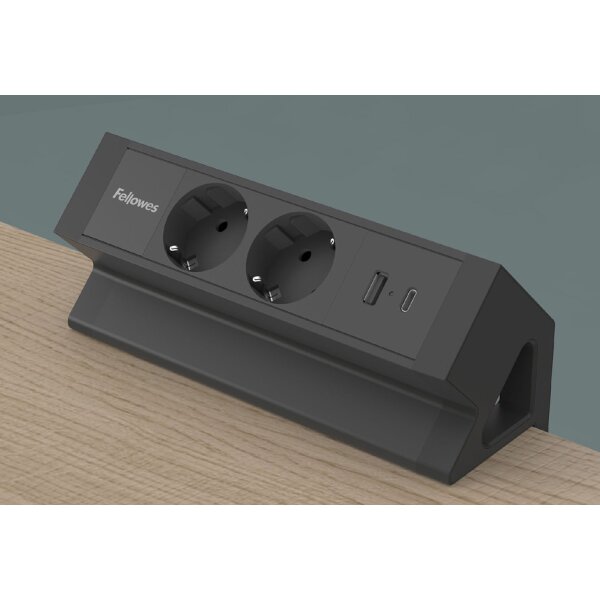 Fellowes Tisch-Steckdosenleiste Power Desk 2, Typ F, weiss