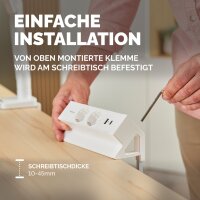 Fellowes Tisch-Steckdosenleiste Power Desk 2, Typ F, weiss