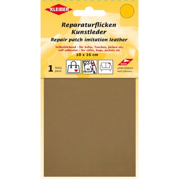 KLEIBER Kunstleder-Flicken, selbstklebend, dunkelbraun