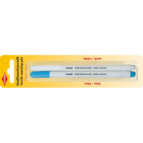 KLEIBER Stoffmarkierstift, 2er Set, weiss & blau