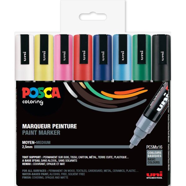 POSCA Pigmentmarker PC-5M, 8er Set Porträtfarben