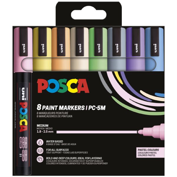 POSCA Pigmentmarker PC-5M, 8er Set Porträtfarben