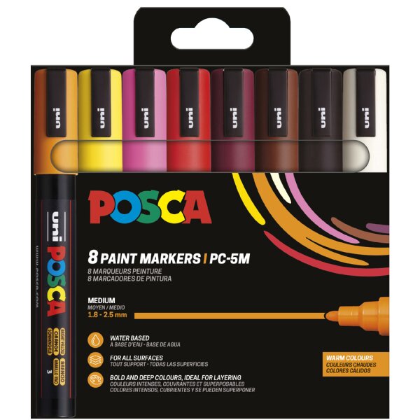 POSCA Pigmentmarker PC-5M, 8er Set Porträtfarben