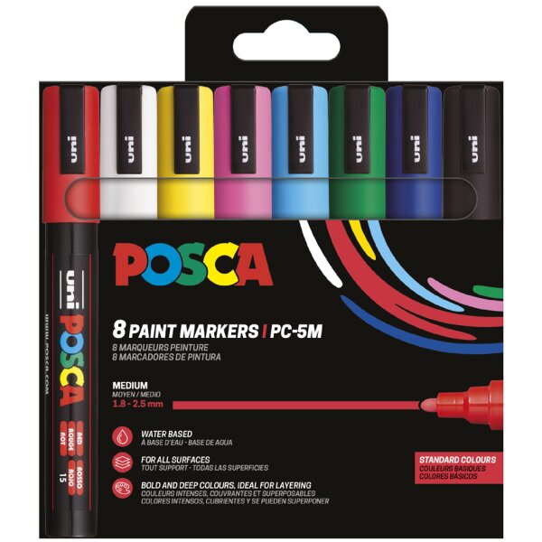 POSCA Pigmentmarker PC-5M, 8er Set Porträtfarben