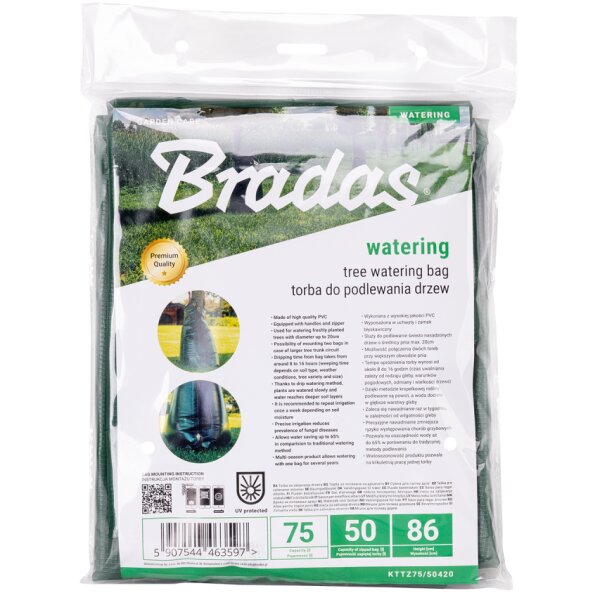 Bradas Sac darrosage pour arbres, PVC, 75 litres, vert