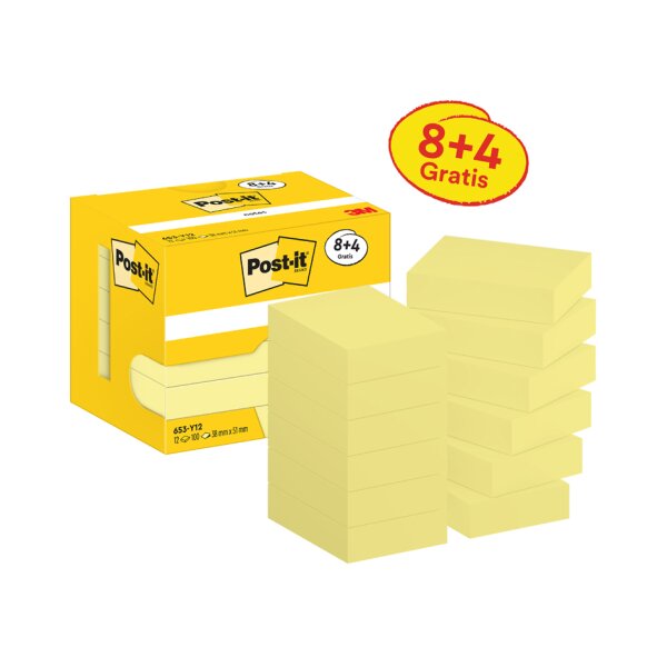 Post-it Haftnotizen notes, 51 x 38 mm, gelb, Promotion 16+4