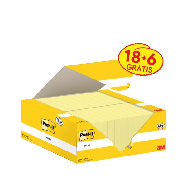Post-it Haftnotizen notes, 51 x 38 mm, gelb, Promotion 16+4