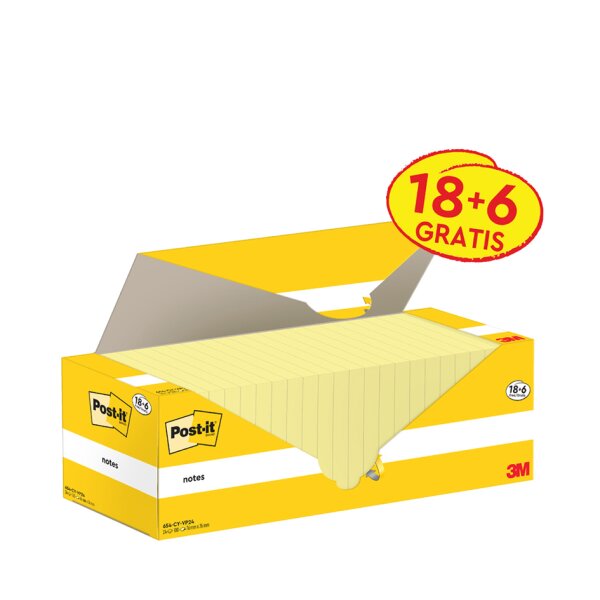 Post-it Haftnotizen notes, 51 x 38 mm, gelb, Promotion 16+4