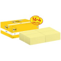 Post-it Bloc-notes adhésif, 51 x 38 mm, jaune, 18+6 gratuits