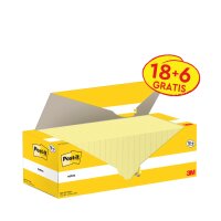Post-it Bloc-notes adhésif, 51 x 38 mm, jaune, 18+6 gratuits