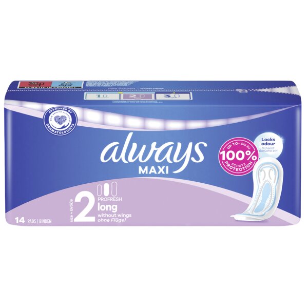 always Damenbinde MAXI Profresh Long, Gr&ouml;sse 2, ohne Fl&uuml;gel