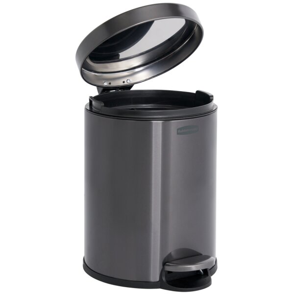 Rubbermaid Tret-Abfalleimer, rund, 6 Liter, dunkelgrau