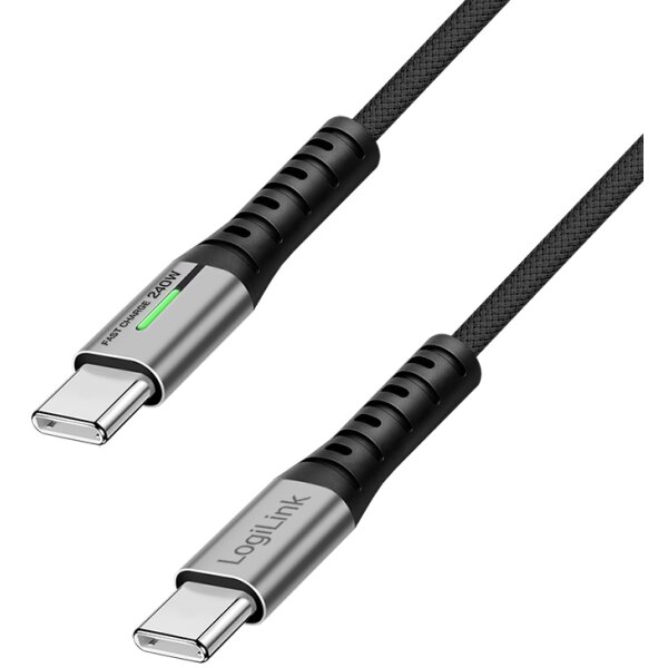 LogiLink USB 3.2 Kabel mit LED, USB-C - USB-C Stecker, 1,0 m