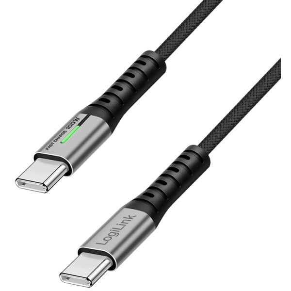 LogiLink USB 3.2 Kabel mit LED, USB-C - USB-C Stecker, 1,5 m