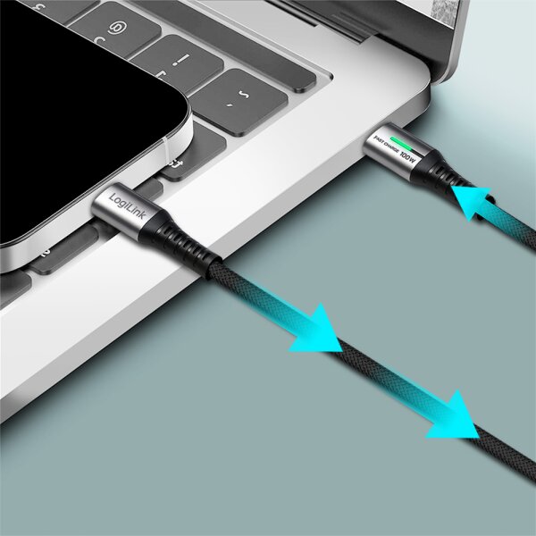 LogiLink USB 3.2 Kabel mit LED, USB-C - USB-C Stecker, 1,0 m