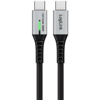 LogiLink USB 3.2 Kabel mit LED, USB-C - USB-C Stecker, 1,0 m