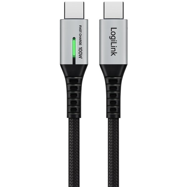 LogiLink USB 3.2 Kabel mit LED, USB-C - USB-C Stecker, 0,5 m