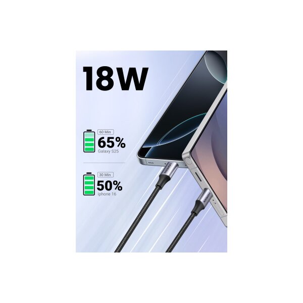 UGREEN Cable Fast Charging 3A Max 60126 1m,USB-A to USB-C,Black