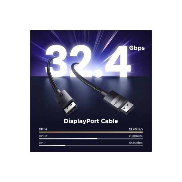 UGREEN Cable Display Port 1.4 80393 3m,Black