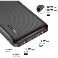 LogiLink Powerbank, 10.000 mAh, 2x USB-A, 2x USB-C, weiss