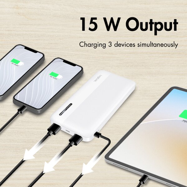 LogiLink Powerbank, 10.000 mAh, 2x USB-A, 2x USB-C, schwarz