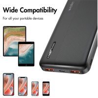 LogiLink Powerbank, 10.000 mAh, 2x USB-A, 2x USB-C, schwarz