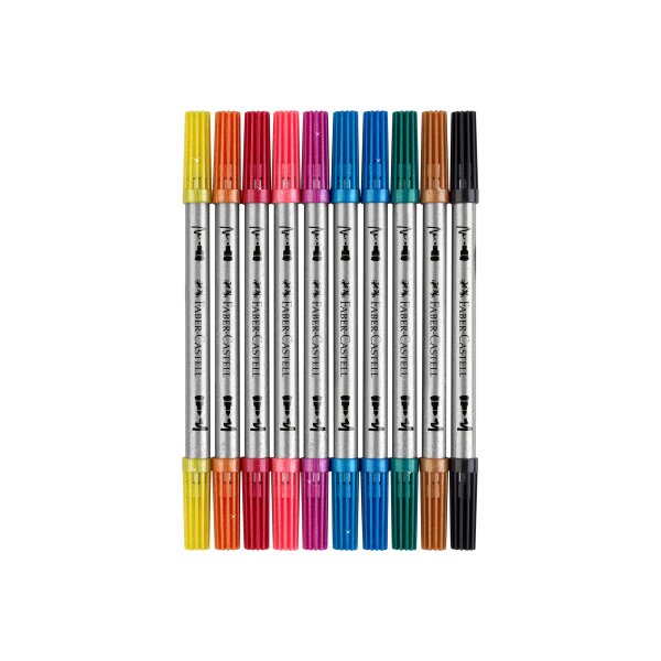 FABER-CASTELL Doppelfasermaler 1-3mm 151107 Glitzer 10 Stück